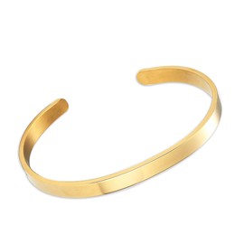 EGOINA Women's Bracelet 4 mm 6 mm Stainless Steel Bracelet Open Cuff Bracelet Gift, Stainless Steel