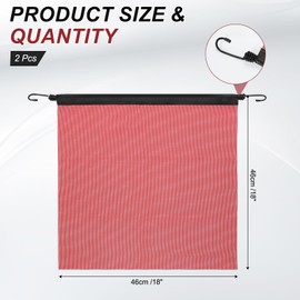 MECCANIXITY Mesh Safety Flags, 18 x 18 Inch Warning Safety Flag with Vinyl Binding and Bungee Cord High Visibility for Trucks Trailer Pedestrian Crossing (Red, Pack of 2)