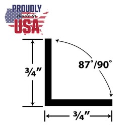 Outwater Plastics 1935-Bk Black 3/4'' X 3/4'' X 5/64'' (.078'') Thick Styrene Plastic Even Leg Angle Moulding 48 Inch Lengths (Pack of 3)