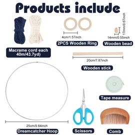 FREEBLOSS DIY Macrame Owl Kit with Video Tutorial Navy Blue Owl Decor Macrame Wall Hanging Ornament Boho Wall Hanging Decor Macrame Tapestry Gift for Macrame Kit for Beginners