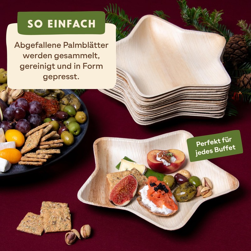 Leef 15 x Palm Leaf Plate Star Decoration and Snack