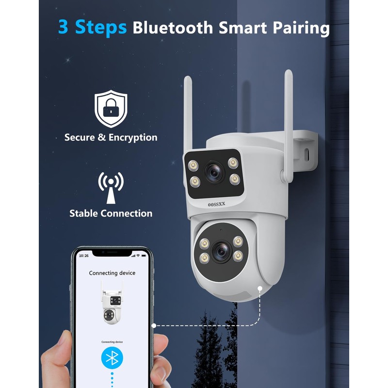 OOSSXX (2-Way Audio & Auto Tracking) Dual Lens PTZ Outdoor