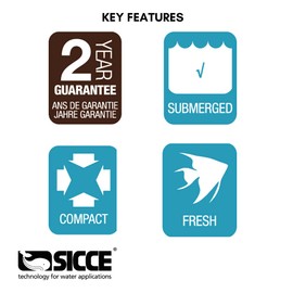 SICCE MICRA Compact Aquarium Pump, 90 GPH, for submerged use in freshwater and saltwater