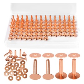 Comphic Copper Rivets for Leather, Smooth Leather Rivets, Pure Copper Rivets and Burrs for Leatherwork, Denim Jackets, Pack of 154