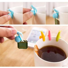 10-Pack Silicone Snail Tea Bag Clips - Cute Colorful Cup Edge Holders for Tea Bags