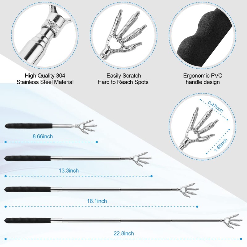Yeipis 3 Pack Back Scratcher Metal Portable Telescoping with Rubber