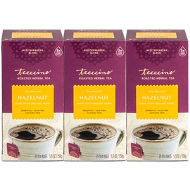 Teeccino Hazelnut Herbal Tea - Rich & Roasted Herbal Tea That’s Caffeine Free & Prebiotic for Natural Energy, 25 Tea Bags (Pack of 3)