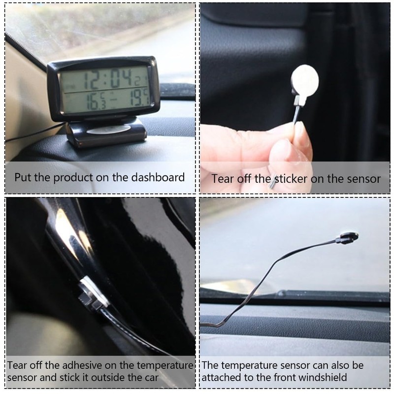 Car Temperature Dashboard Clock,Car Digital Clock Alarm Thermometer LED Clocks