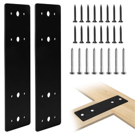Cskunxia 2Pcs Straight Steel Flat Plate, 10" X 3" Heavy Duty Mending Plate, Joining Brackets, Repair Joining Fixing Brace with 2 Sets of Screws Fit 4x4,6x6 Lumber