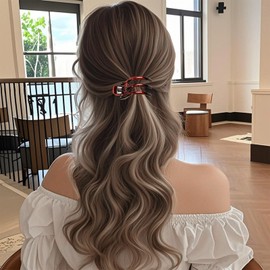 Flomiara 4PCS Claw Clip, Three Teeth Hair Clips for Thick Thin & Fine Hair Women Girls, Non-Slip Strong Hold Home Skin Care Makeup Claws Accessories, Black, Brown, Red, Grey Set