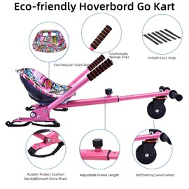 yabbay Eco-Friendly Hoverboard Seat Attachment - Cool Seat, Swivel Wheel, Adjustable Length - Compatible with 6.5", 8", 8.5", 10" Hoverboards - Safe & Enjoyable Riding for Kids and Teenager