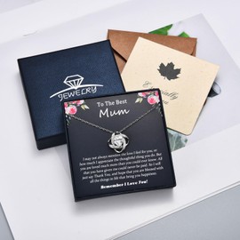 EPIRORA Gifts for Mum from Daughter Or Son- Mother Daughter Necklace Silver Cubic Zirconia Love Knot Pendant Necklace for Women, Jewelry Gifts for Birthday Mother's Day Christmas