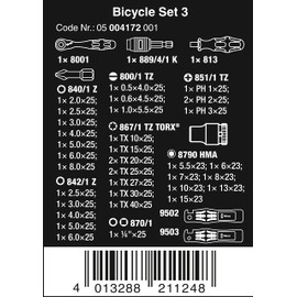 Bicycle Set 3 Metric 1/4in Drive Ratchet & Socket Set, 39 Piece