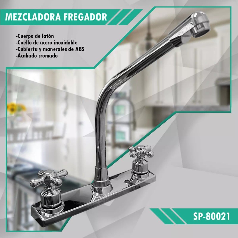 Prez Grifo Mezcladora Fregador Llave Acero Inoxidable Sp-80021