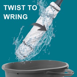 Twist Mop, 64-Inch Self Wringing Mop for Hardwood Floor Cleaning, Trapeador, Mops for Floor Cleaning with Wringer for Kitchen, Hardwood, Bathroom, Warehouses, Office Quickie Mop, Wring Mop (White)