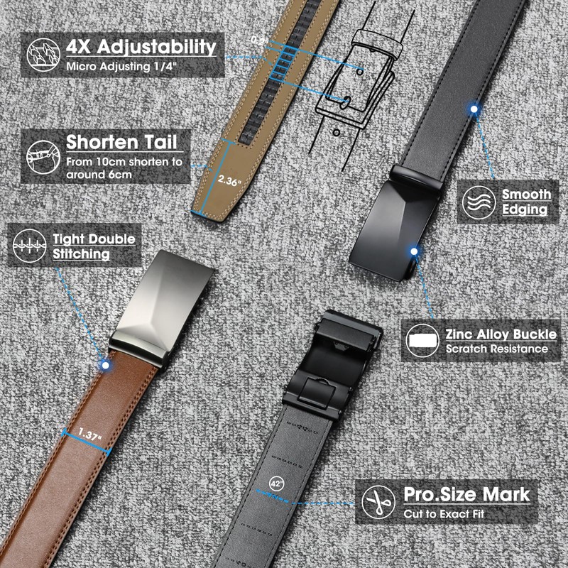 IGOLUMON Men's 2 Piece Leather Belt Men's Automatic Belt Work