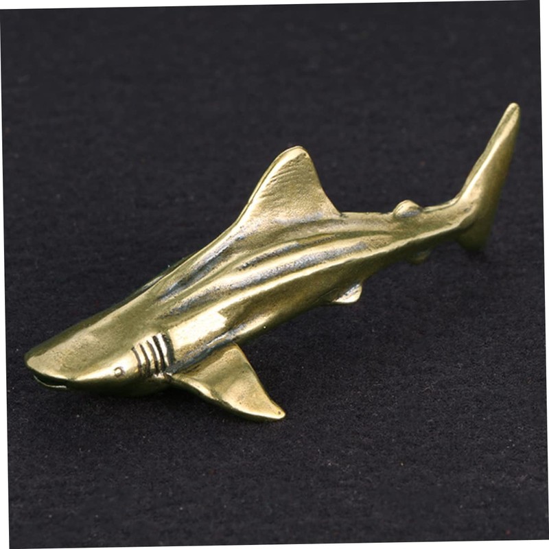 Levemolo Brass Shark Figurine Small Desktop Decor Unique Tabletop Ornament