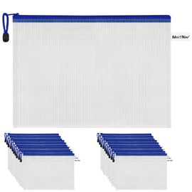 MerryNine 20pcs Portable White File Clear Gridline Folder Waterproof Zip Bag Folder (A4)