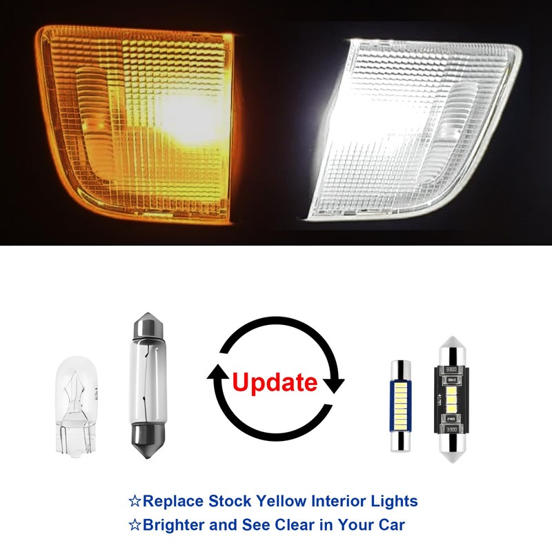 21Pcs Car Interior Lights: Super Bright Bulbs 6000K White LED