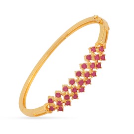TARINIKA Yellow Gold Glittering Delicate CZ Bracelet- Indian Bracelets for Women(5.5 cm) I Perfect for Ethnic Occasions | Traditional Indian Jewelry for Women | 1 Year Warranty*(Red, Set of 1)