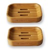 Bamboo Soap Dish (2 Pack) - Soap Holder for Shower