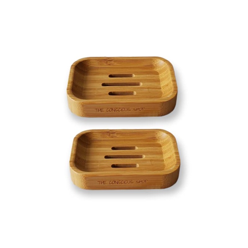 Bamboo Soap Dish (2 Pack) - Soap Holder for Shower