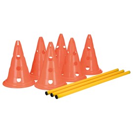 TRIXIE Dog Agility Hurdle Cone Set – Dog Agility Set with Height Adjustable Crossbar for Beginners & Advanced, Dog Agility Equipment for Dog Obstacle Courses – 6 x Cones, 3 x Agility Rods