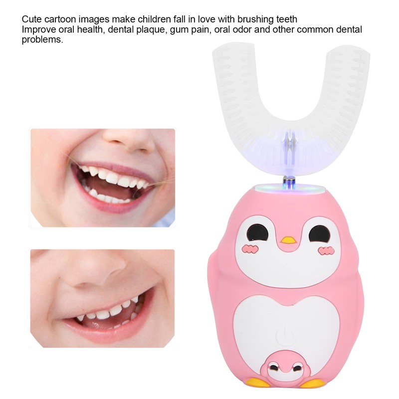 Child Automatic Toothbrush UShape Rechargeable Cartoon 3 Gears Kid Oral