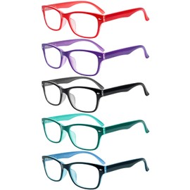 SIGVAN Reading Glasses 5 Packs Blue Light Blocking Eyeglasses Quality Spring Hinge Colorful Computer Readers for Women Men (5 Mix, 0.75, multiplier_x)