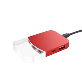 Xoopar 4 in 1 USB Hub Ultra Slim Mini Ilo USB Data Transfer Hub 3 USB 2.0 1 USB-C USB Hub Compatible with Windows XP/Vista/7/8/10, Mac OS, Linux (Red)