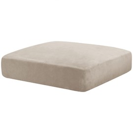 CHELZEN Velvet Sofa Seater Cushion Cover, Super Stretch Sofa Cushion Slipcovers, Soft Couch Cushion Covers Furniture Protector for Living Room (Large 1 Seater, Khaki)