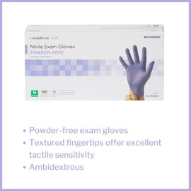 McKesson Confiderm 3.0 Nitrile Exam Gloves - Powder-Free, Latex-Free, Ambidextrous, Textured Fingertips, Non-Sterile - Dark Blue, Size Medium, 100 Count, 1 Box