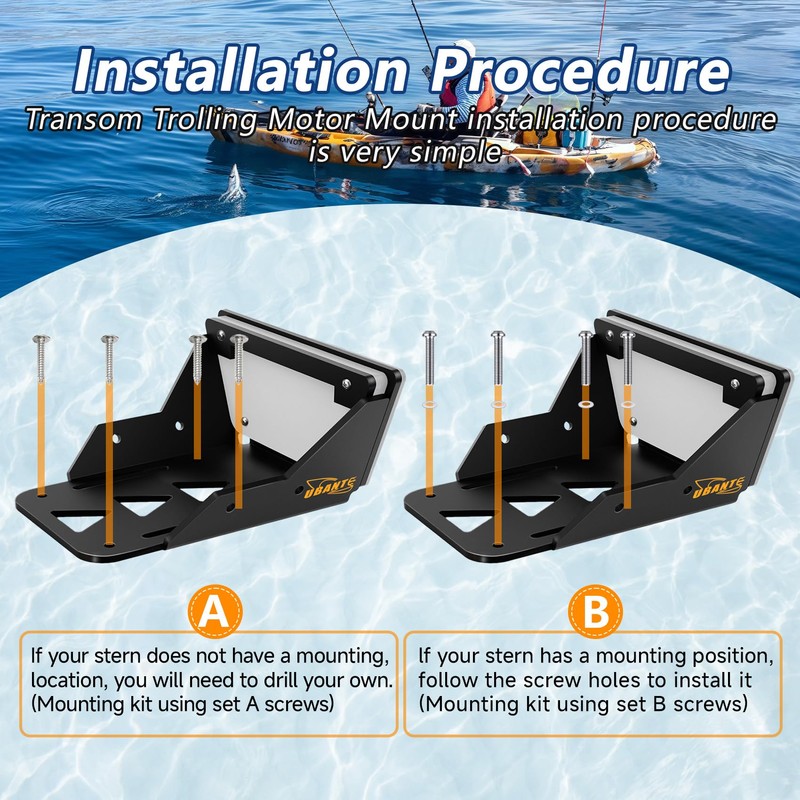 Transom Trolling Thick Heavy-Duty Motor Mount for Kayaks, for Trolling