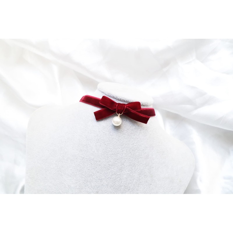 Ahegao Women's Velvet Bow Choker Set of 2 Cute Choker
