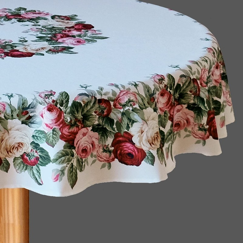 Tablecloth with Rose Print Motif Table Runner 100% Polyester Spring