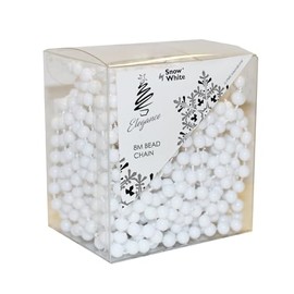 Christmas 8 Metre Bead Garland Tree Room Decoration - White