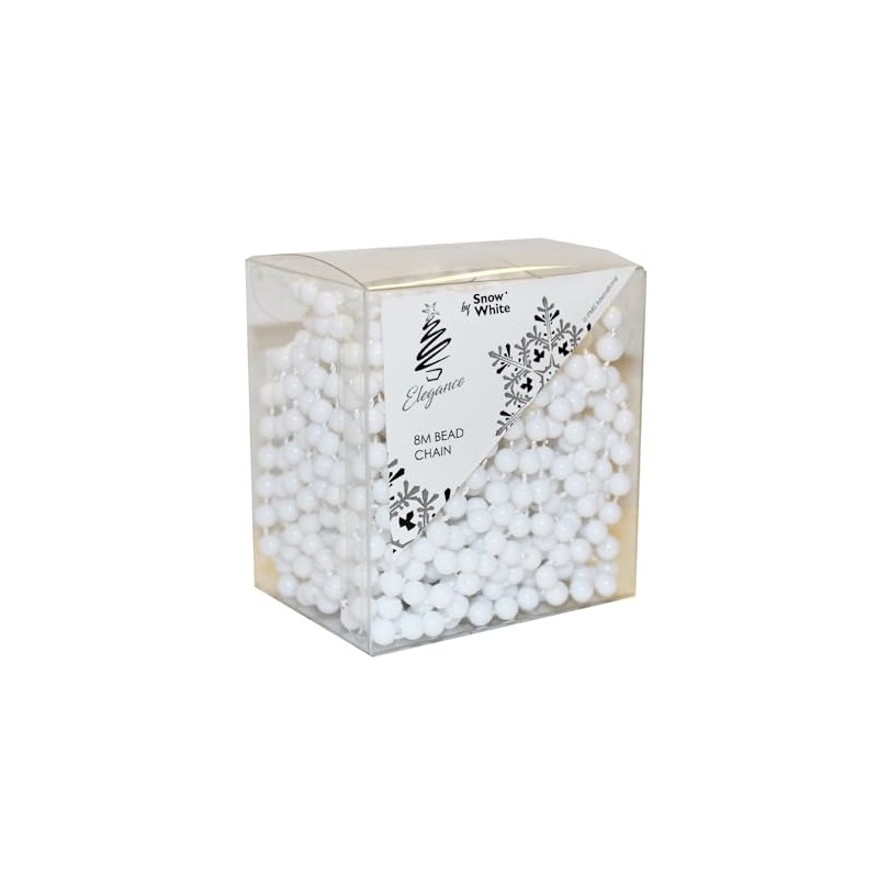 Christmas 8 Metre Bead Garland Tree Room Decoration - White