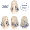 Yan Dream Women Medium Long Wavy Blonde Blue Gradient Cosplay