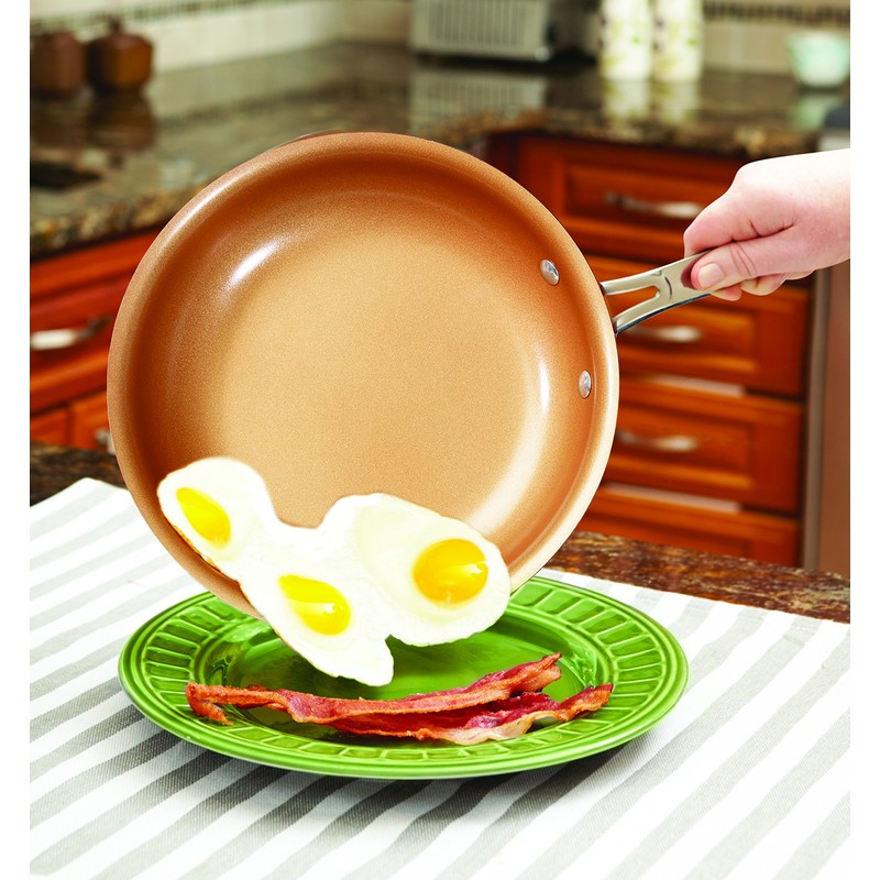 BulbHead Red Copper 10 PC Copper-Infused Ceramic Non-Stick Cookware Set