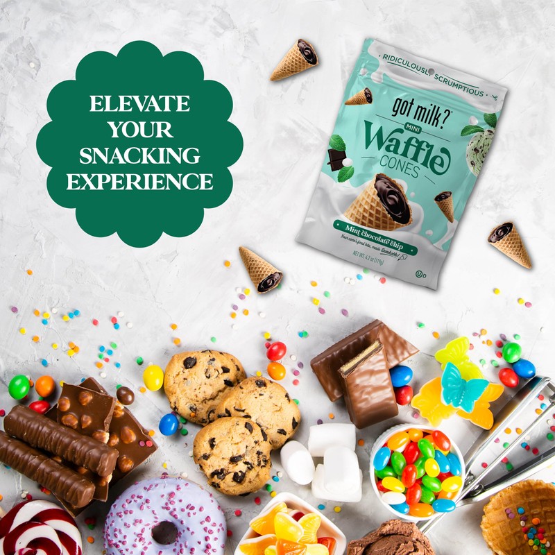 got milk? Mini Waffle Cones, Mint Chocolate Chip, 4.24 Oz.