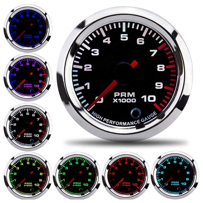 Speedometer, Qiilu Tachometer, 52 mm Universal Tachometer with Measuring Range