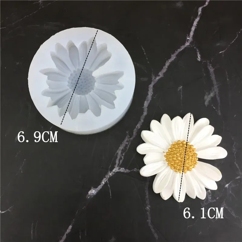 4 Moldes De Silicón Flor Margarita Para Velas Y Resina