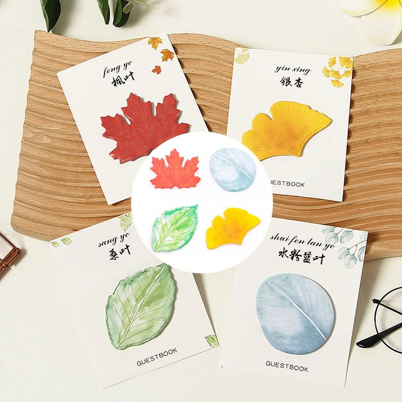 8 Packs/240 Sheets Leaf-Shaped Sticky Notes Novelty Self Stick Post