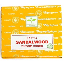 Satya Nag Champa Incense Cones, Sandalwood Scent, One Pack of 12 Cones (1, Sandalwood)