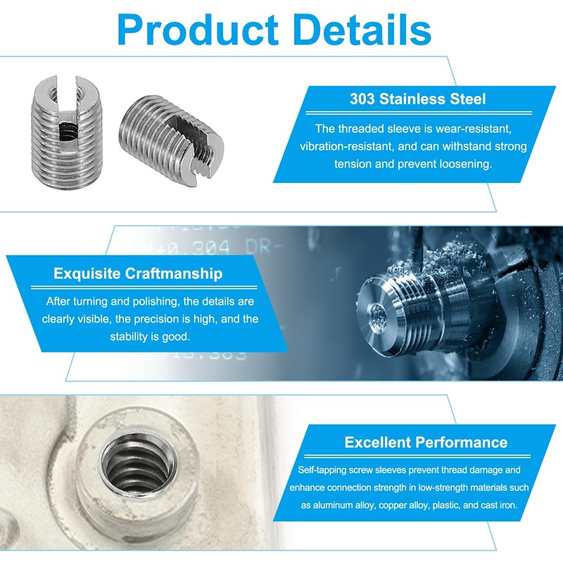 PATIKIL Self-Tapping Threaded Inserts, 20 Pcs M4 x M6.5 x