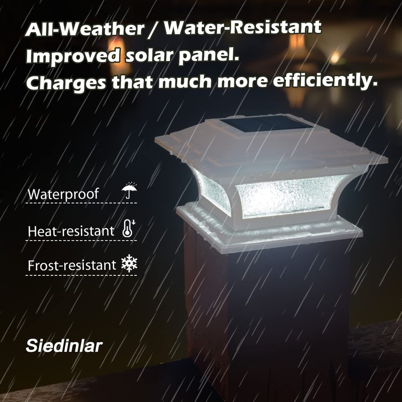 SIEDiNLAR Solar Post Lights Outdoor Glass LED Fence Cap Light