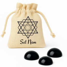 Sat Nam. Set de 3 Ombligueras De Obsidiana Negra Natural, Protección energética Pulida a Mano. Gemeoterapia