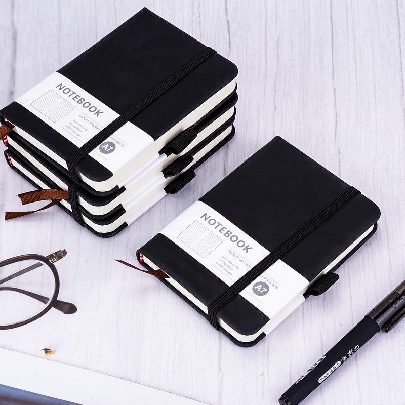 4pcs Pocket Notebook A7, Small Mini Notepad with Pens, Small