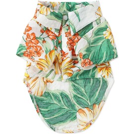 Hawaii Dog Shirt, Pet Summer T-Shirts Dog Style Floral Breathable Cool Clothes Hawaiian Shirts for Small Dogs and Cats Owner and Pet Shirts are Sold Separately