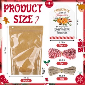 Watersay 24 Set Christmas Potpourri Cellophane Bags Potpourri Gift Bags Stovetop Simmer Instruction Tags Holiday DIY Crafting Kit for Home Xmas Party Gift Decor